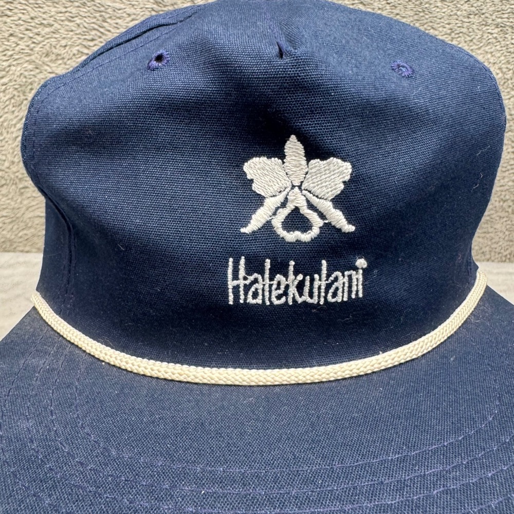 Navy Blue Halekulani Orchid Rope Hat Cali Fame Los Angeles Made in USA Men - Picture 3 of 10